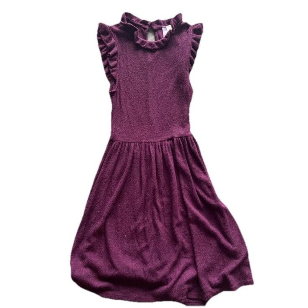 Alya Small Purple A-line Sleeveless Ruffled High Neck Flared Skirt Dress